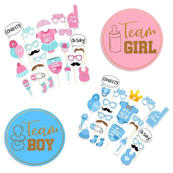 

party decoration baby shower gender reveal po props first birthday cake hat happy banner pull flag supplies set