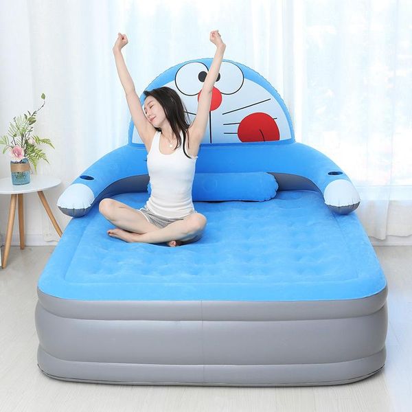 

outdoor pads inflatable mattress floor bunk lazy bed household double air cushion single backrest folding heightening and thickening