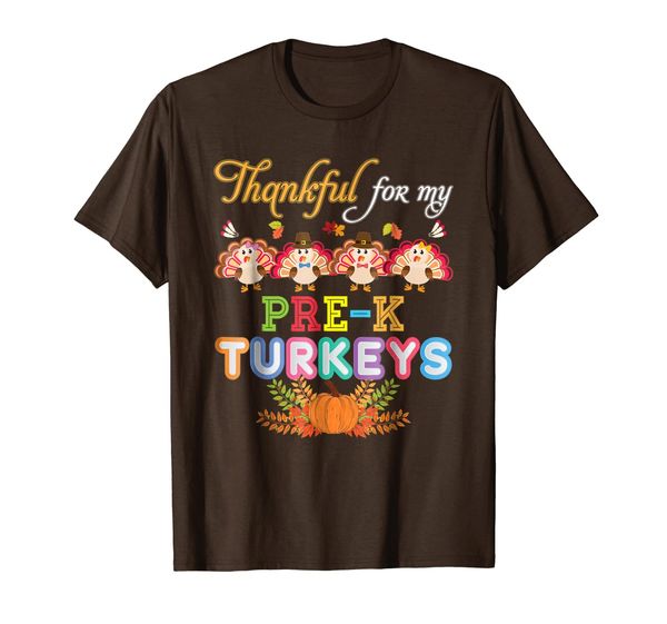 

i'm thankful for my pre-k turkeys thanksgiving t-shirt teach, White;black