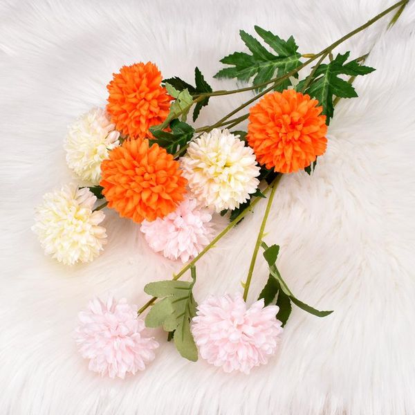 

decorative flowers & wreaths 3 head artificial flower bouquet silk dandelion / ball chrysanthemum fake diy home wedding decoration gifts