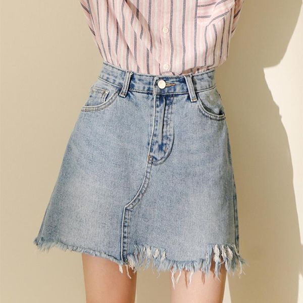 

skirts 2021 spring style washed and worn denim skirt, Black
