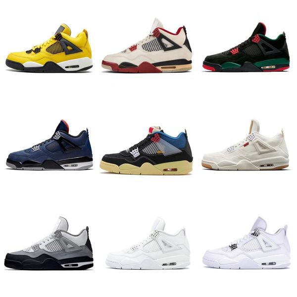 

fashion- 4 basketball shoes pairs guava ice cream sail bred beige cat cool grey cactus 4 4s sports trainers sneakers, Black
