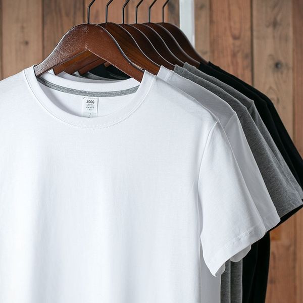 

200g cotton short sleeve t-shirt for men and women, White;black