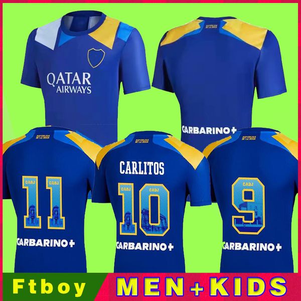 

2021 boca juniors third away soccer jerseys 115th anniversary 115 special years player version tevez maradona carlitos gago blue de fÃºtbol, Black;yellow