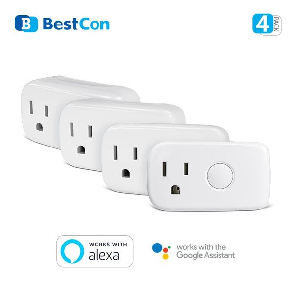 

smart home control 4pcs sp4 us mini wi-fi plug socket for works with alexa, google