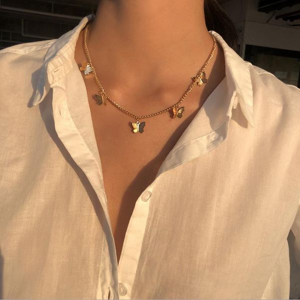 

chains ins multiple styles fashion choker necklace lovely butterfly women summer holiday romantic gift bohemia jewelry, Silver