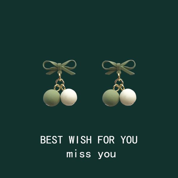 

contrast earrings fresh green sweet net red simple small earrings