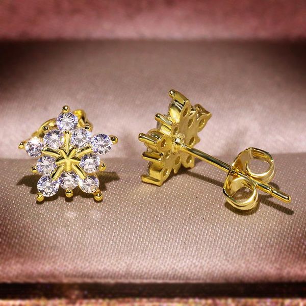 

stud zhouyang earrings for women delicate beautiful snowflake zircon light gold color christmas gift fashion jewelry kbe262, Golden;silver