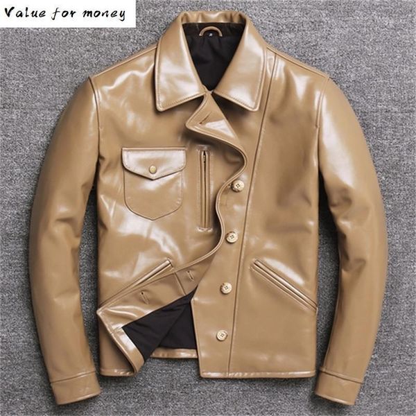 

men's leather & faux genuine jacket men short real cow coat spring autumn motorcycle jackets casaco 1810 yy1363, Black