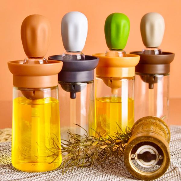 

tools & accessories glass olive oil bottle and brush silicone dropper measuring kitchen cooking baking bbq basting pastry brushes