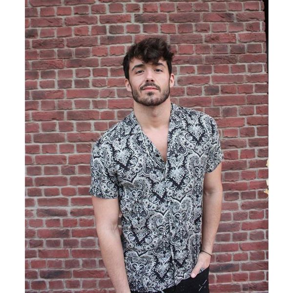 

men's casual shirts selling product in 2021 european american totem printed shirt beach men clothing, White;black