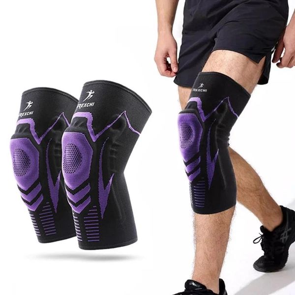 

elbow & knee pads sports basketball elastic non-slip patella brace kneepad with support silicon padded for fitness gear protector -40, Black;gray