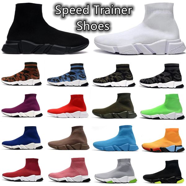 

designer speed sock shoes trainer men women running shoes knit mesh fashion triple black white green neon oreo red yellow graffiti mens trai