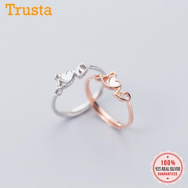 

cluster rings trustdavis authentic 925 sterling silver fashion sweet love heart opening for women ring jewelry gift da775, Golden;silver