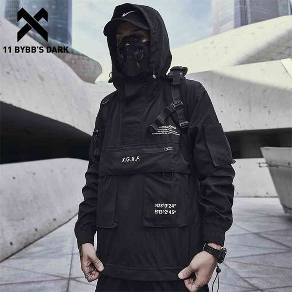 

11 bybb's dark dark cargo jackets coats streetwear tactical function pullover harajuku multi-pocket hoody windbreaker coats 210923, Black;brown