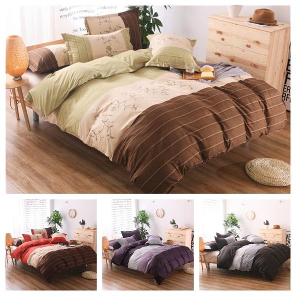 

bedding sets 2021 style 2 or 3pcs stripe printing soft duvet cover 1 quilt + 1/2 pillowcases single twin full  king
