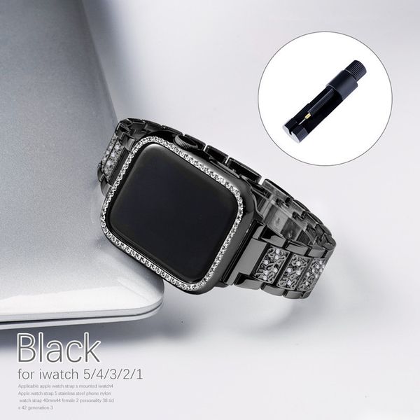 Diamantgehäuse + Armbänder für Apple Watch Band 40 mm 41 mm 38 mm 44 mm 45 mm 42 mm 40 mm Metallarmband Cuban Link Armband iWatch Serie 3 5 6 SE 7 Gold Smart WatchBand