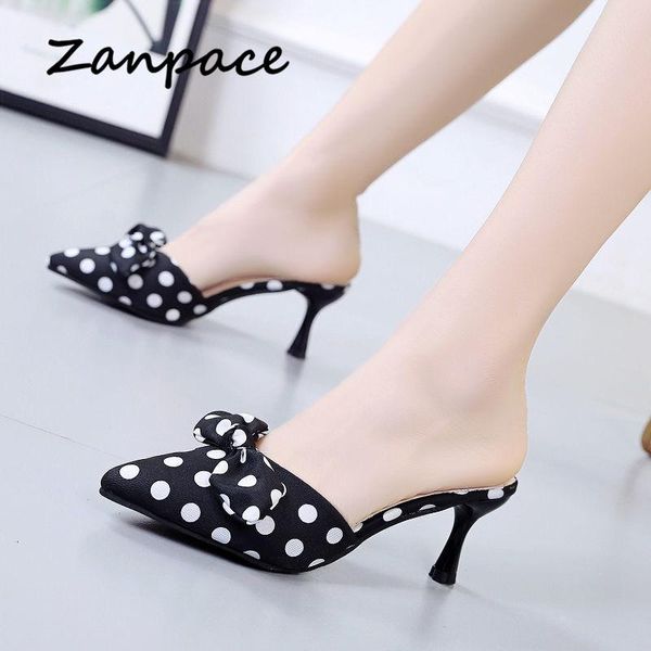 

summer butterfly-knot slides women fashion home outside high heel shoes indoor plus size 35-40 sandals slippers, Black
