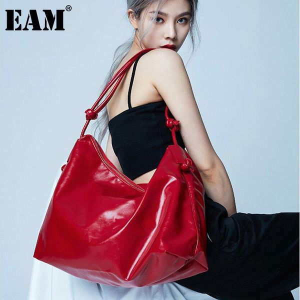 

cross body [eam] women oil wax leather tote bag rope knot strap personality all-match crossbody shoulder fashion tide 2021 18a3617