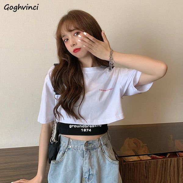 

short sleeve t-shirts women summer crop letter printed loose korean chic casual fashion teens stylish all-match ins women's t-shirt, White