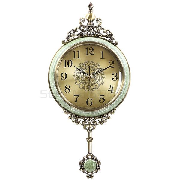 

wall clocks fashion clock european light luxury american decoration imitation ceramic watch metal second sweeping movement