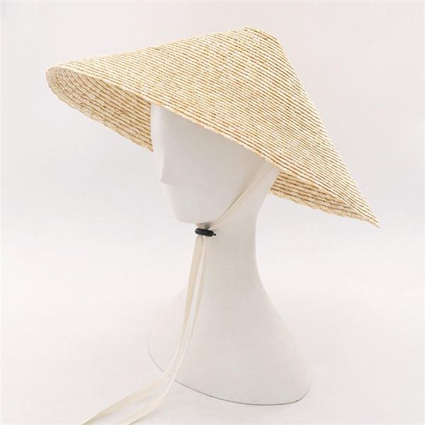 

wide brim hats bucket natural wheat straw hat fashion stage catwalk modeling outdoor travel, Blue;gray
