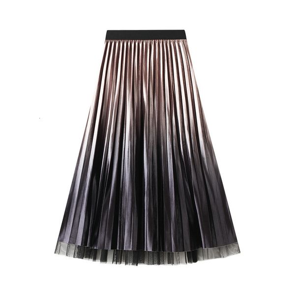 

skirts harajuku woman high waist veet gradient women a-line pleated solid vintage mujer faldas femme jupes l13z, Black