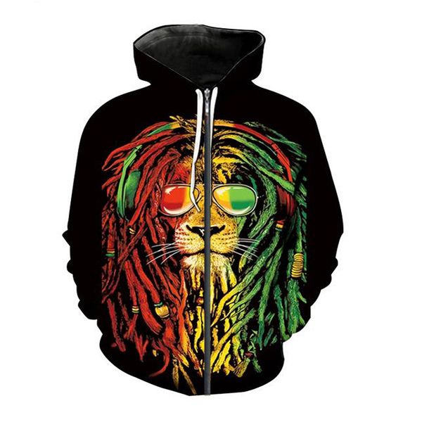 

wholesale womens/mens lion 3d print hooded sweatshirts halloween funny backwoods pattern zipper hoodies a07, Gray