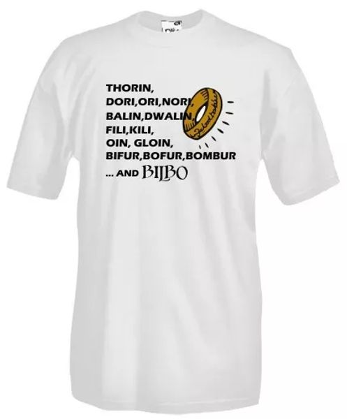 

t-shirt movie m20 the hobbit, thorin, bilbo, ring. tolkien, White;black
