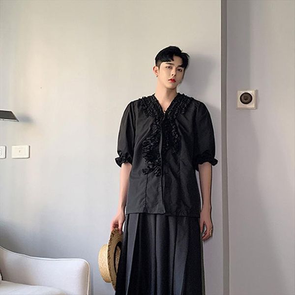 

skirt japan style loose women pant casual pleated male streetwear hip hop gothic kimono lovers stage clothes, Black