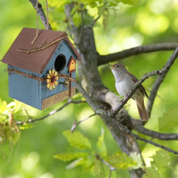 

wooden hanging bird house parrots feeder wild garden yard decoration ornament cages