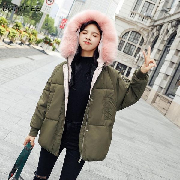 

women's down & parkas women letter printed leisure simple hooded short coat loose trendy zipper womens thickening korean winter pa, Black