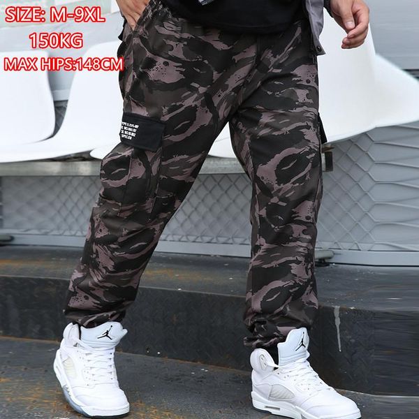 

camouflage cargo pants 8xl joggers militar men trousers hip hop army camo spodnie meskie man cotton sweatpants 6xl kargo ropa men's, Black