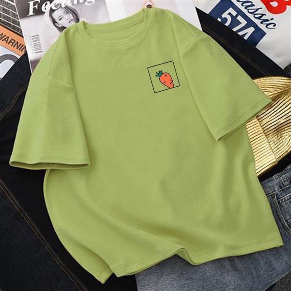 

[65-200kg] cotton loose size women's short sleeve t-shirt summer student korean, White
