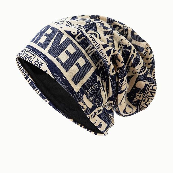 

beanies beanie women hats print spapers vintage winter hat beige white hip hop casual flexible men caps outdoor gorras hombre
