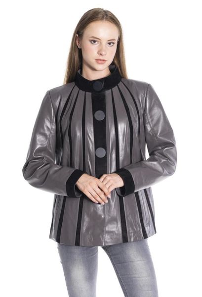 

women's leather & faux women winter jacket genuine real coat lambskin female, Black