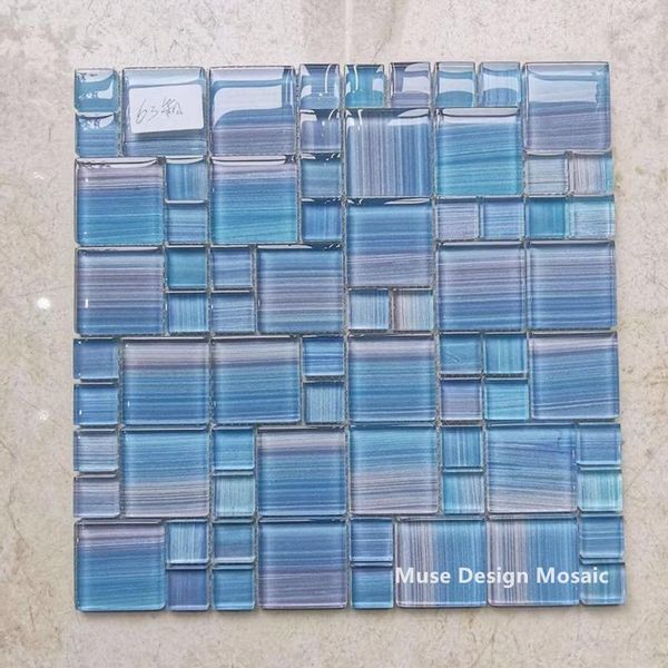 Papéis de Parede 11pcs Céu de Cristal Céu Azul Pintado Mosaico Telhas, Cozinha Backsplash / Banheiro Papel de Parede / Piscina Telha De Tijolo, 2 Cor