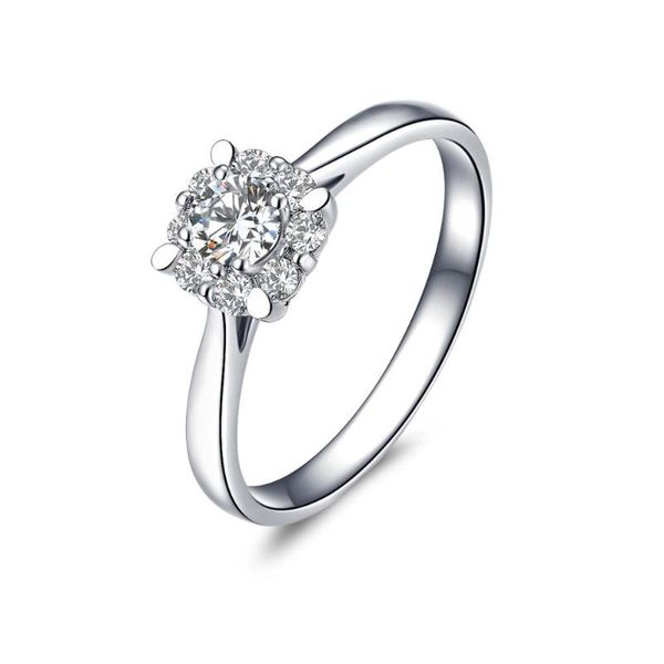 

women 18k gold ring 0.081 ct certified h/ si diamond choker engagement white (au750) w80152t cluster rings, Golden;silver