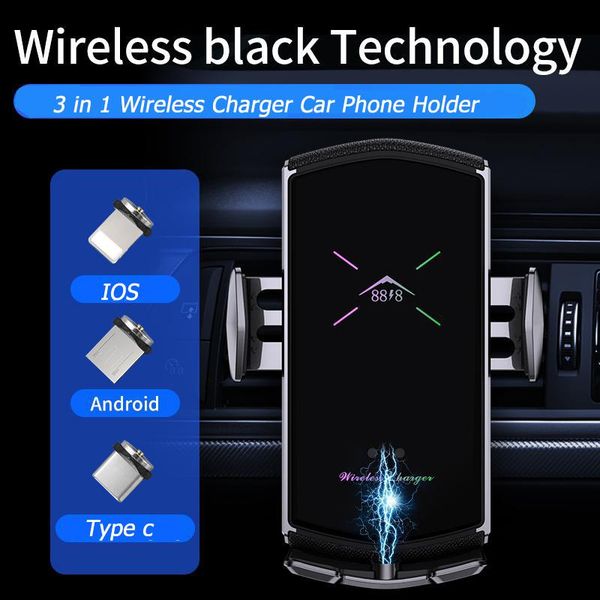 

cell phone mounts & holders floveme mobile grip bracket car wireless charger with 3 in 1 magnetic suction head smart sensor holder