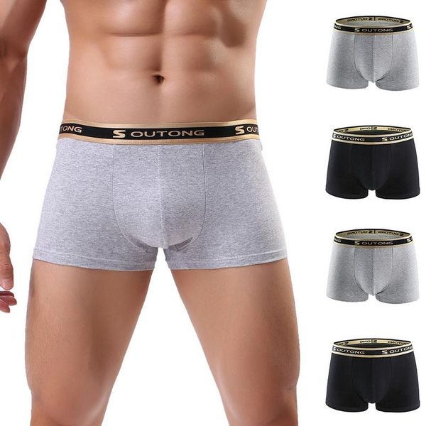 

men underwear boxers cotton soft low waist underpants breathable cueca boxer para hombre shorts, Black;white
