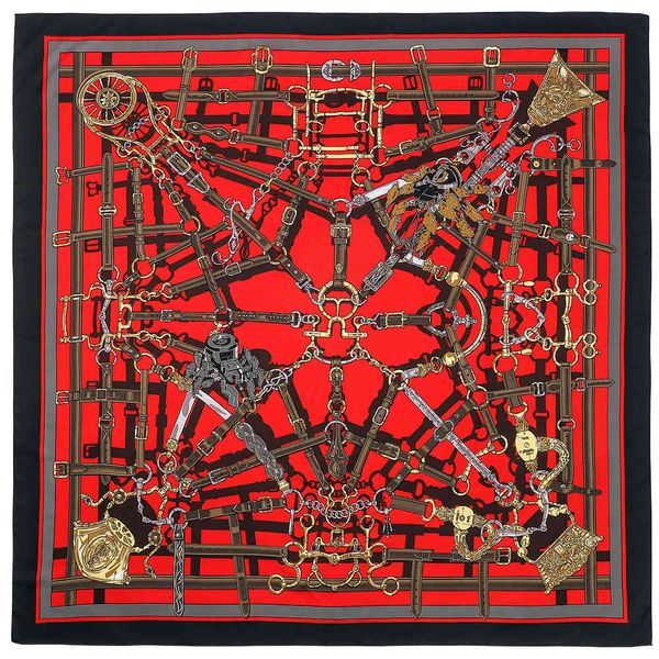 

high quailty square belt chain headband female ladies luxury brand scarf silk shawl pashmina 130*130cm, Blue;gray