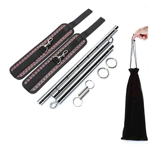 NXY Adulto Giocattoli per adulti regolabili espandibile Spreader in acciaio inox Bar Bondage Bondag manette Polsini della caviglia Set giocattoli per adulti giocattoli per coppie 1202