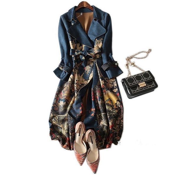 

autumn and winter suede long-sleeved trench coat women plus size 211215, Black