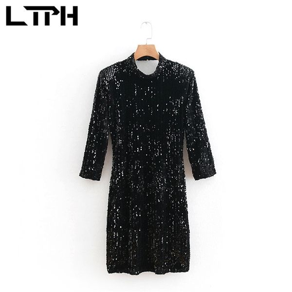 

ltph sequin design velvet women dress high waist backless package hip temperament elegant party dresses spring 210423, Black;white