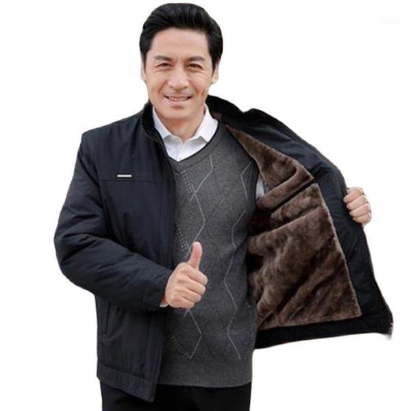 

men's jackets fleece warm jacket fashion mens casual thick coat 2021 winter slim middle-aged and elderly cotton outwear man m-3xl, Black;brown