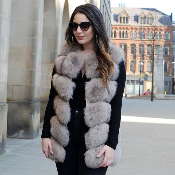 

women's vests cx-g-b-243m really fur waistcoat vest fashion women, Black;white