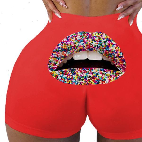 

womens shorts summer fashion slim high waist printed short pant elastic breathable micro for female fitness, White;black