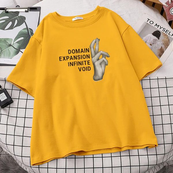 

domain expansion gojo satoru print female tshirt vintage harajuku clothing casual soft tee shirts funny big size t-shirts womens women', White