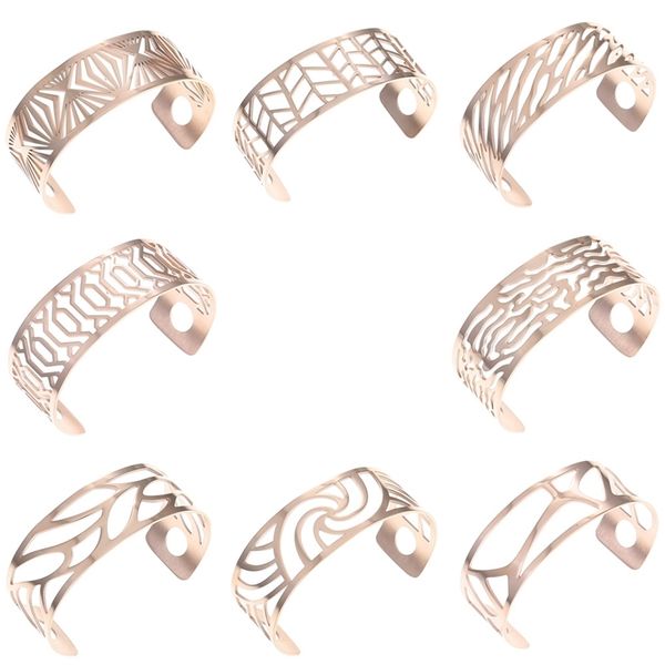 

cremo fashion interchangeable cuff bracelet manchette femme bijoux diy jonc acier inoxydable bangle for women jewelry 210918, Black