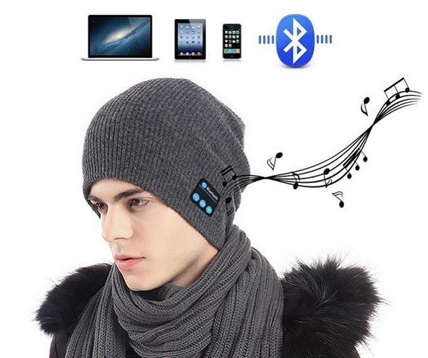 Auricolari per telefoni cellulari Cappello Bluetooth Musics Beanie Cap V4.1 Auricolare stereo wireless Altoparlante Microfono Vivavoce per iPhone 7 Samsung Galaxy S7 Musics Cappelli